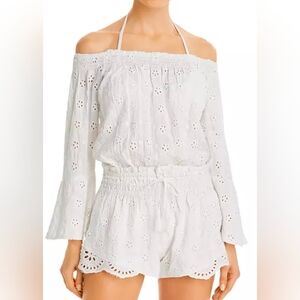 Surf Gypsy Off-The-Shoulder Eyelet Romper